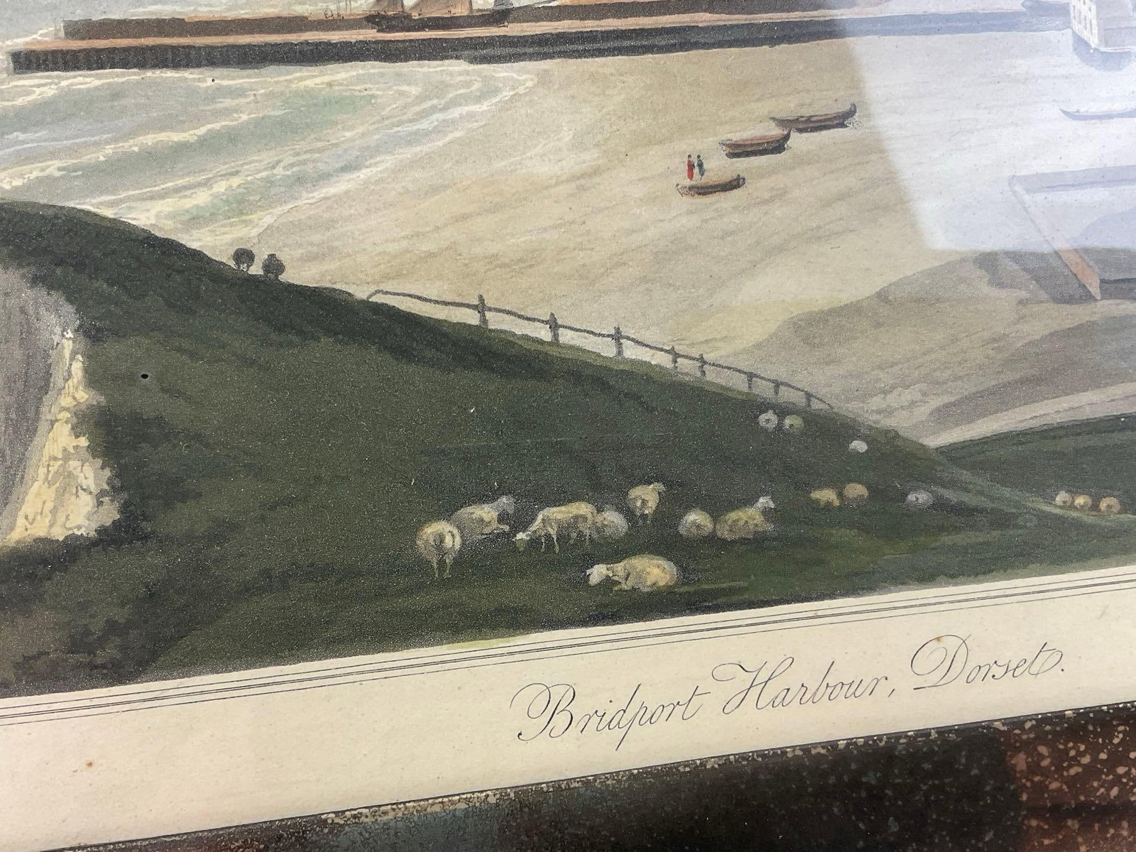Framed Antique Print of Bridport Harbour, Dorset by English artist William Daniell (17691837) - 4