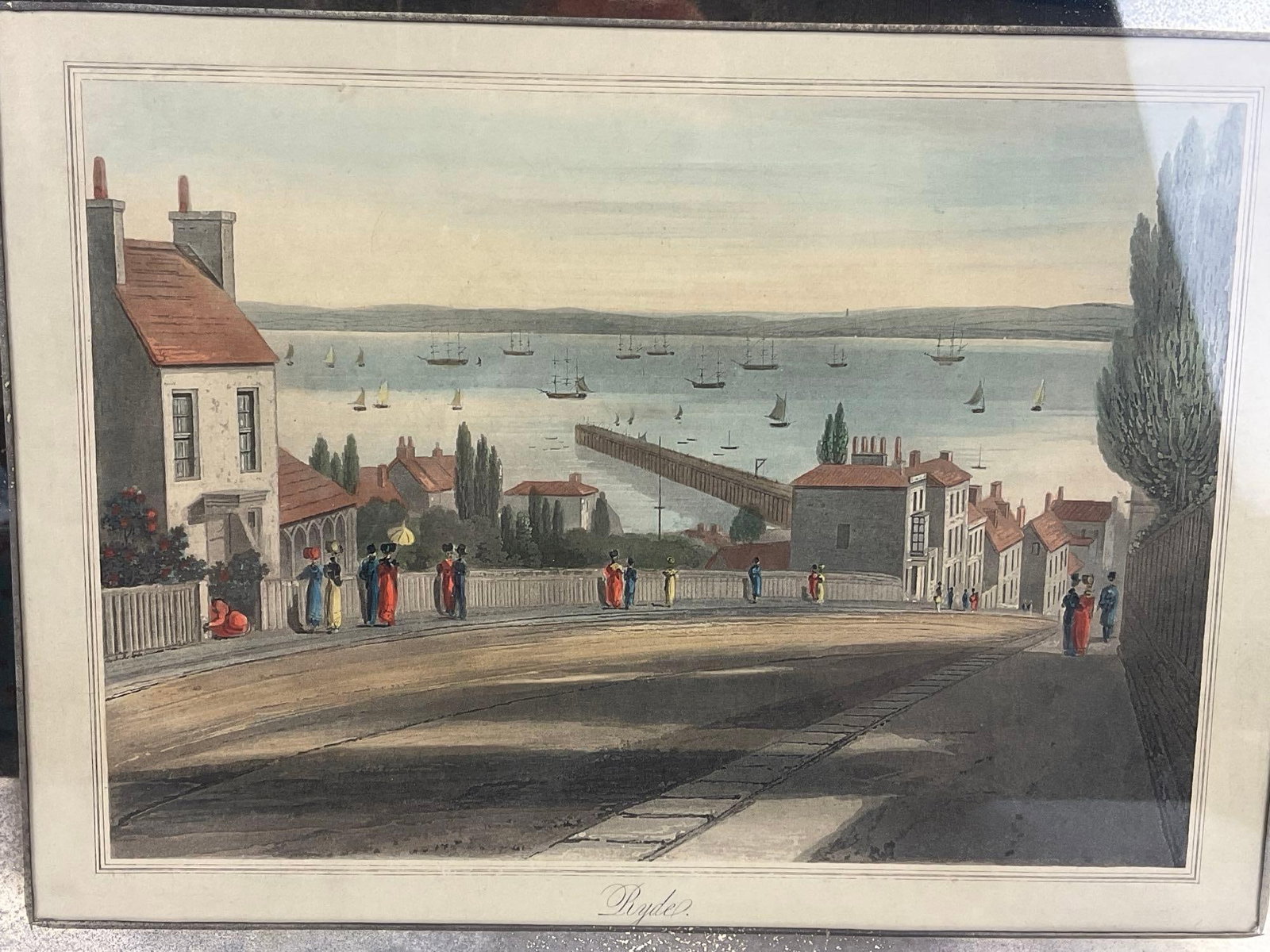 Antique Aquaint Engraving print Ryde by English artist William Daniell (17691837), 16x19 in - 2