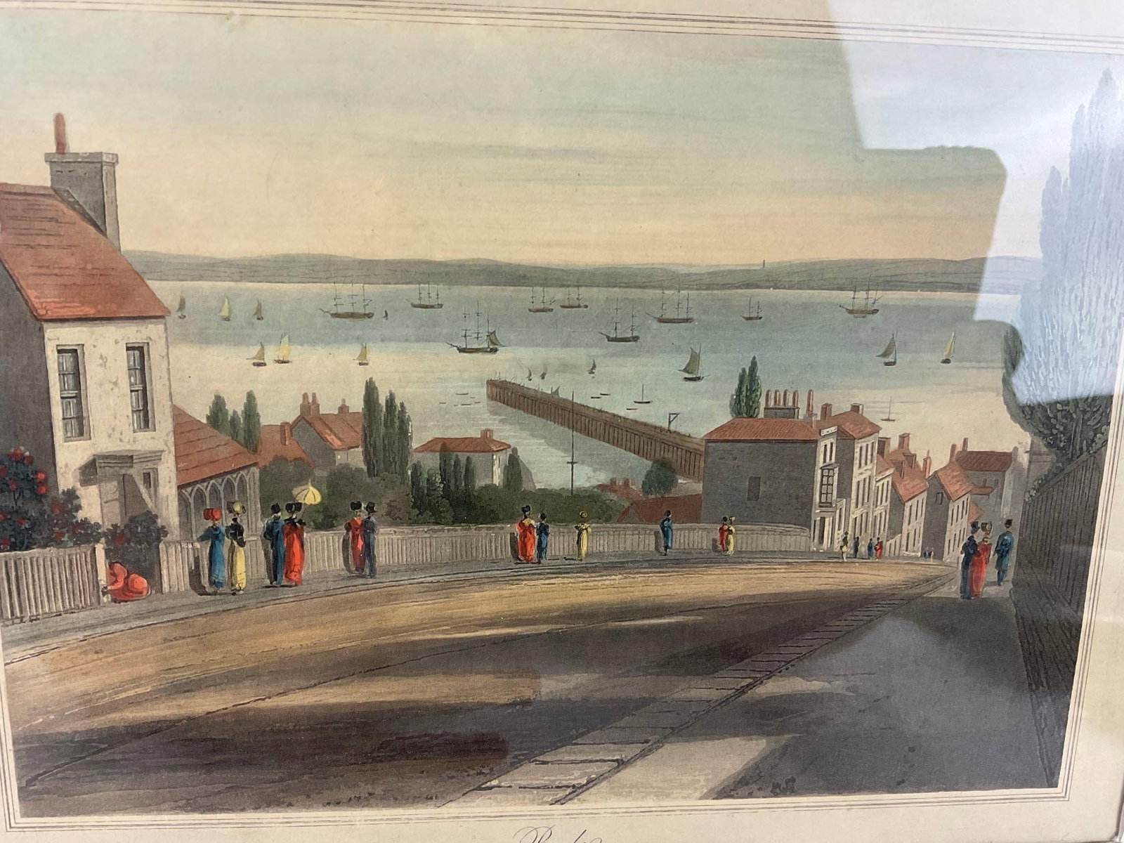 Antique Aquaint Engraving print Ryde by English artist William Daniell (17691837), 16x19 in - 3