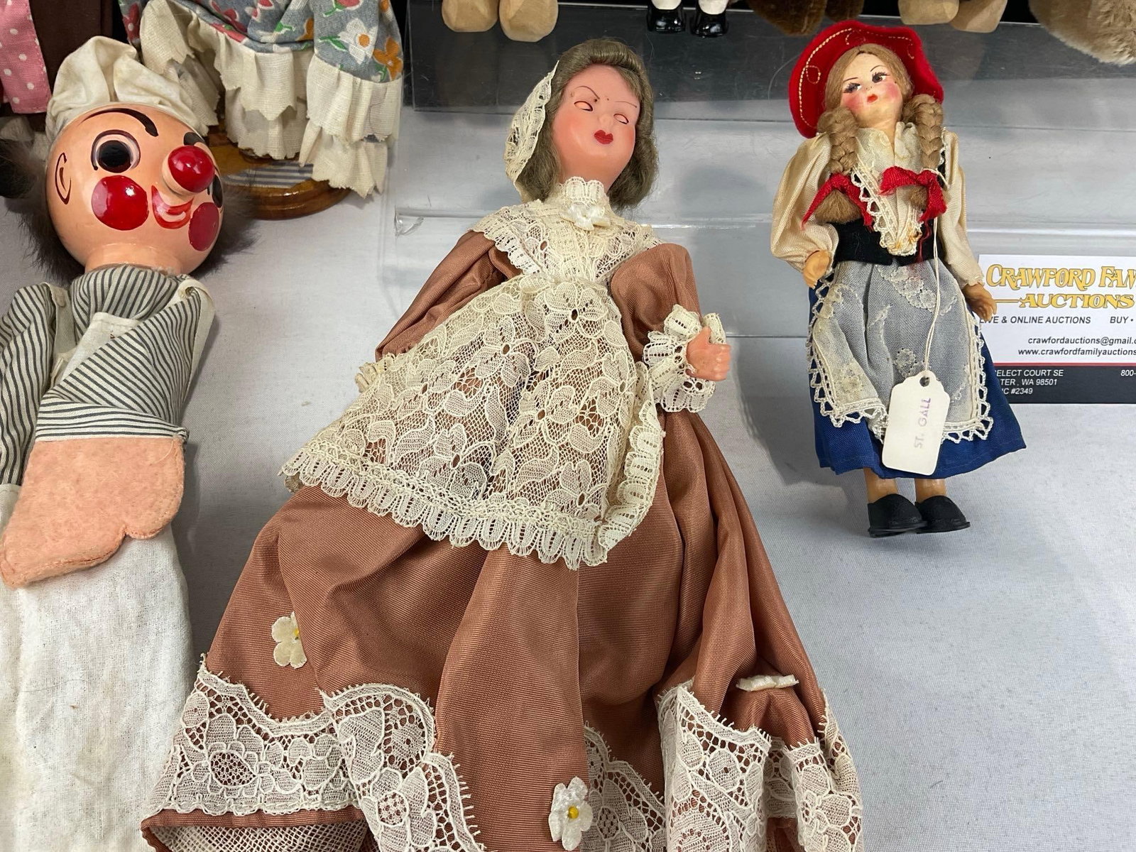 Collection of 10 Vintage Dolls & Bears, some handmade, some w/porcelain heads - 4