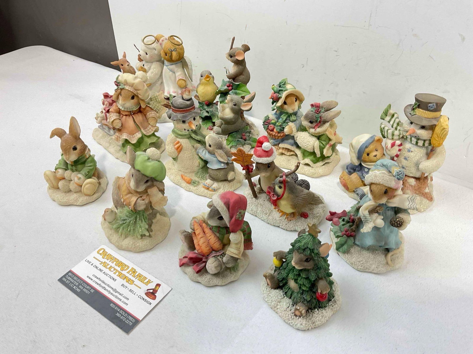 12 pcs Darling Composite Christmas Decorative Figurines incl. My Blushing Bunnies & More! - 3