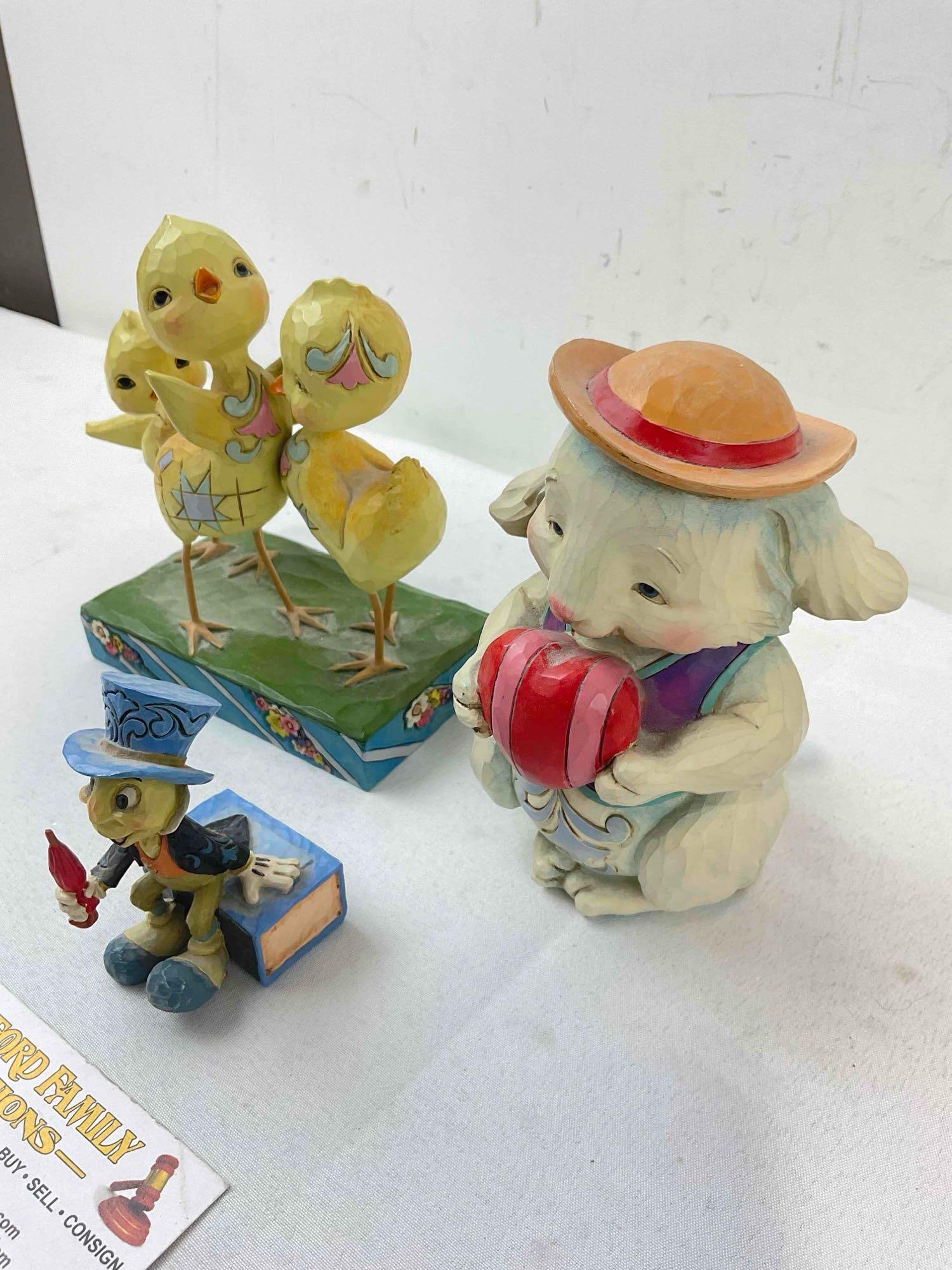 3 pcs Jim Shore Composite Decorative Figurines, incl. Disney Jiminy Cricket from Pinocchio. - 2