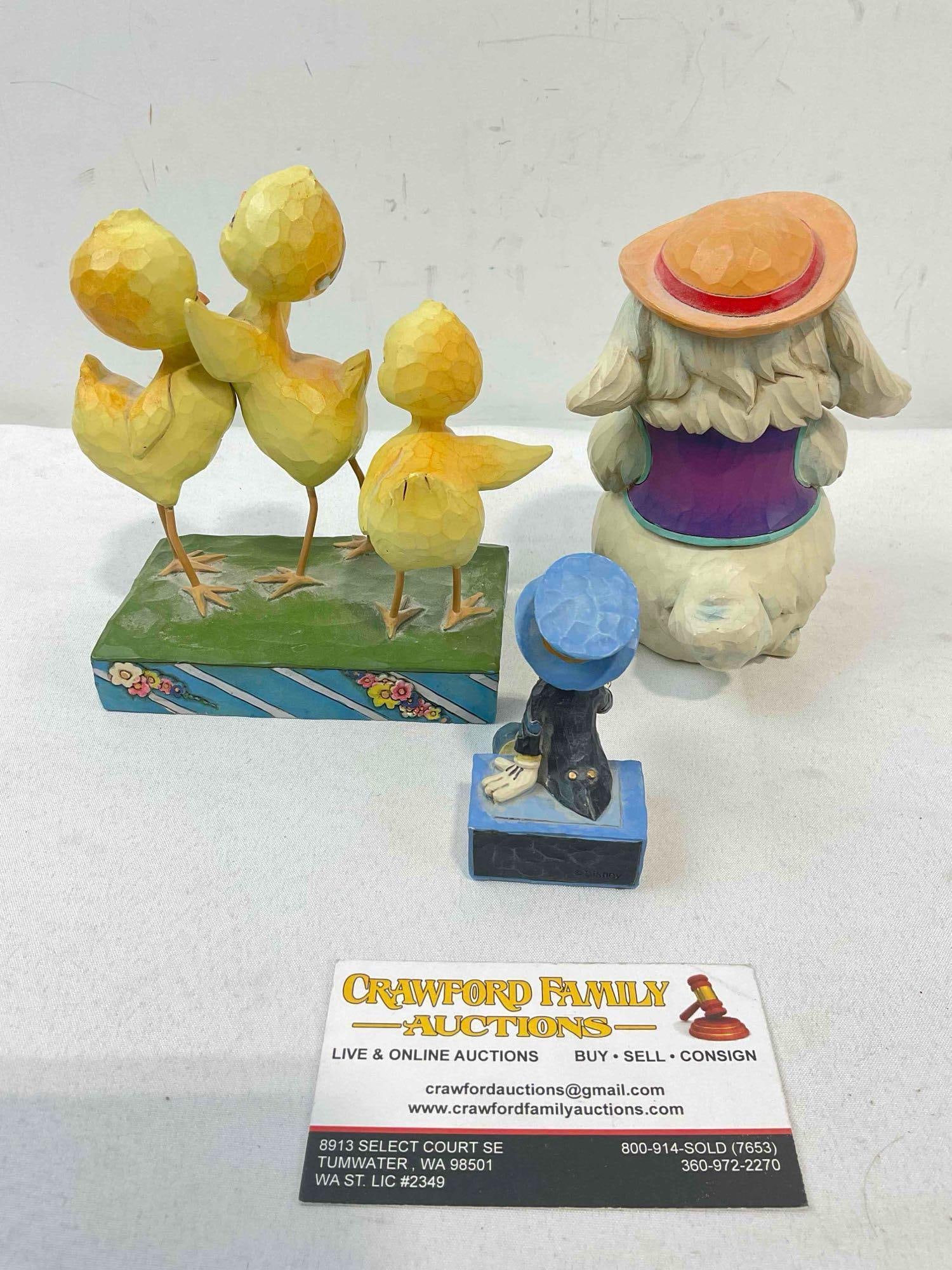 3 pcs Jim Shore Composite Decorative Figurines, incl. Disney Jiminy Cricket from Pinocchio. - 4