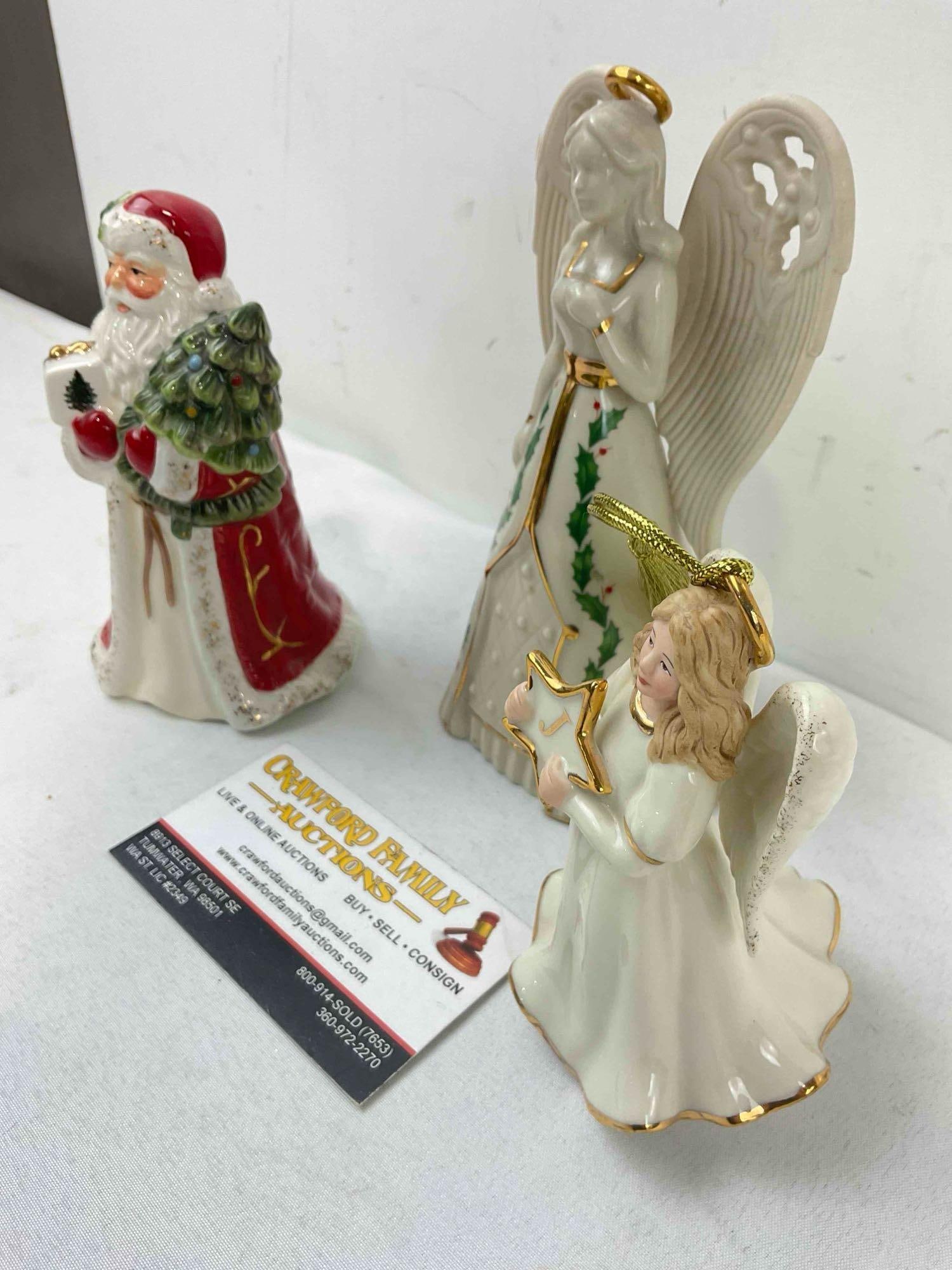 3 pcs Ceramic Christmas Decorative Assortment incl. Spode Bell, Lenox Bell & Ornament. - 3