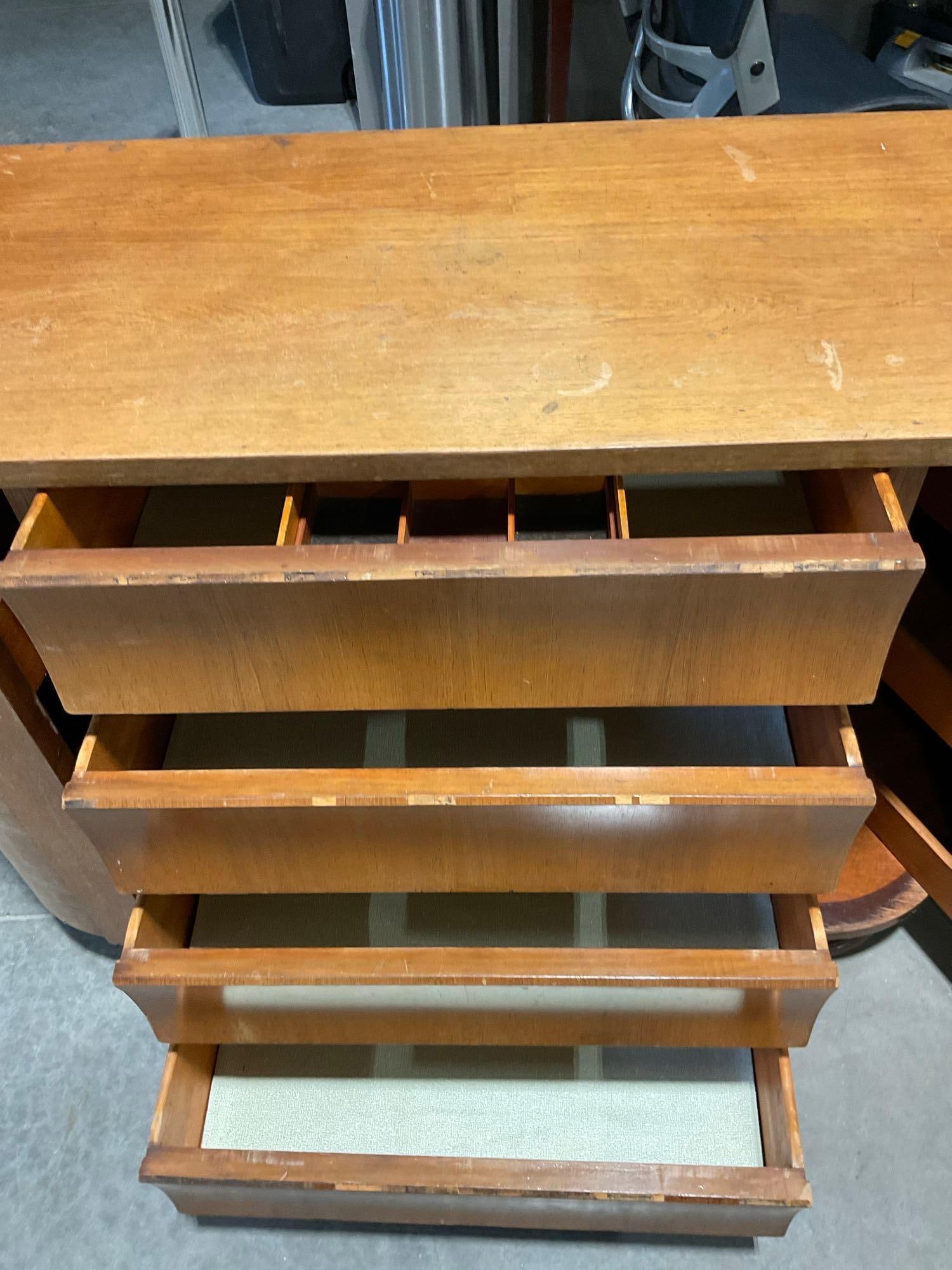 Vintage Saginaw Furni. Co. Art Deco Waterfall Style Dresser/Cabinet w/ side doors in poor/fair cond - 4