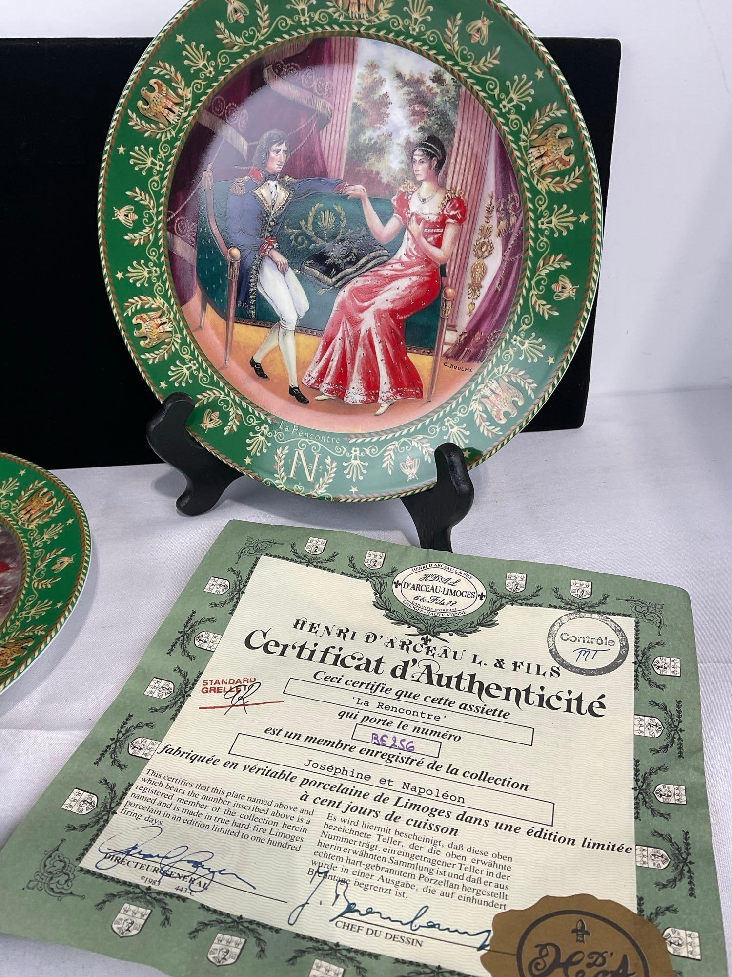 Set of 3 Napolean and Josephine Plate Collection by DArceau Limoges, 8.5 inch plates w/foam boxes - 4