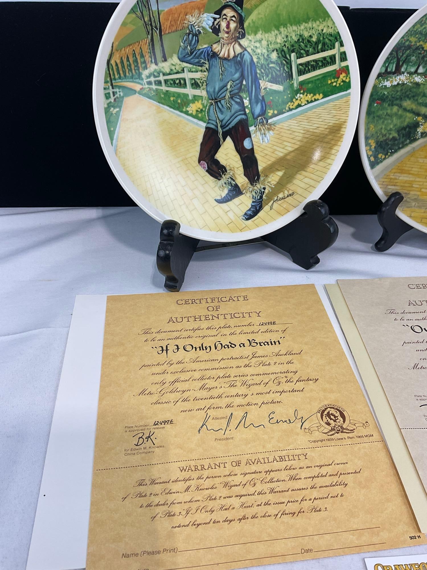 Pair of Wizard of Oz Collection by Knowles, If I Only Had a Brain & Over the Rainbow w/COA & Boxes - 2