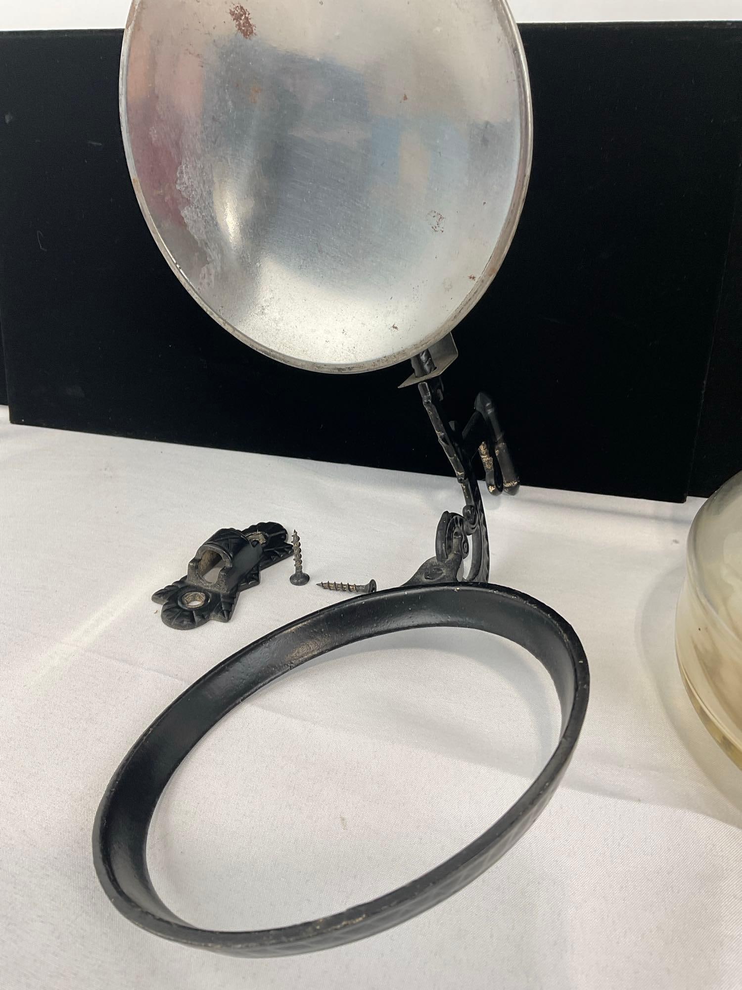 Vintage Eagle Oil Lamp w/Reflector, & Cast Iron Bracket - 3