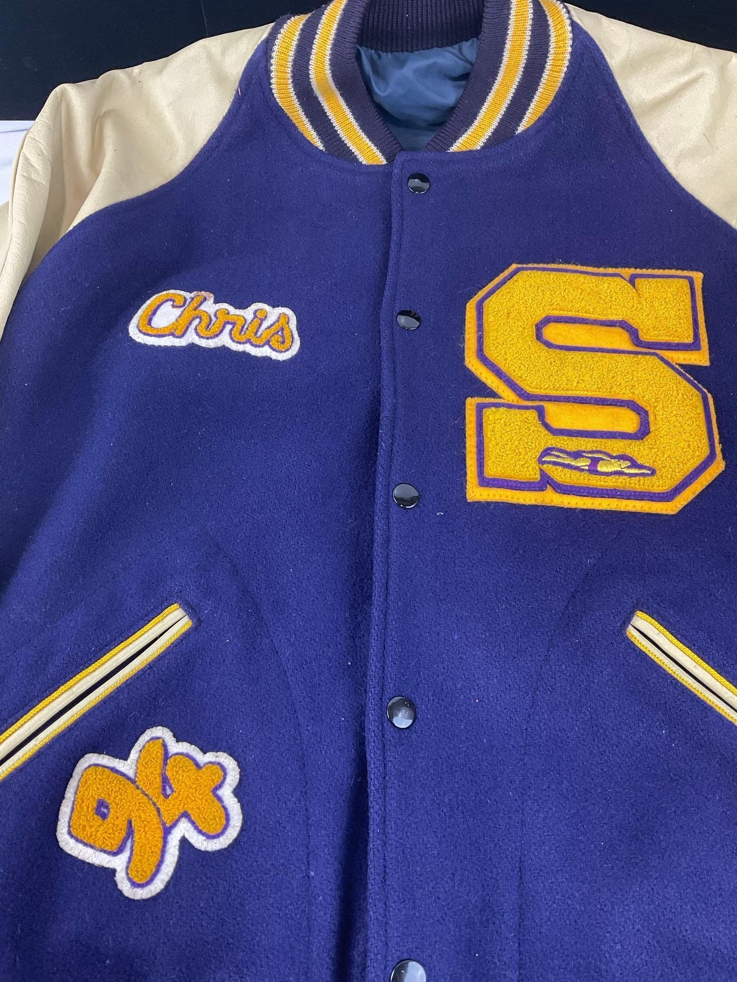 Sumner Spartans Spartan High School Purple & Gold TM Athletic Size 44 Letterman Jacket - 2