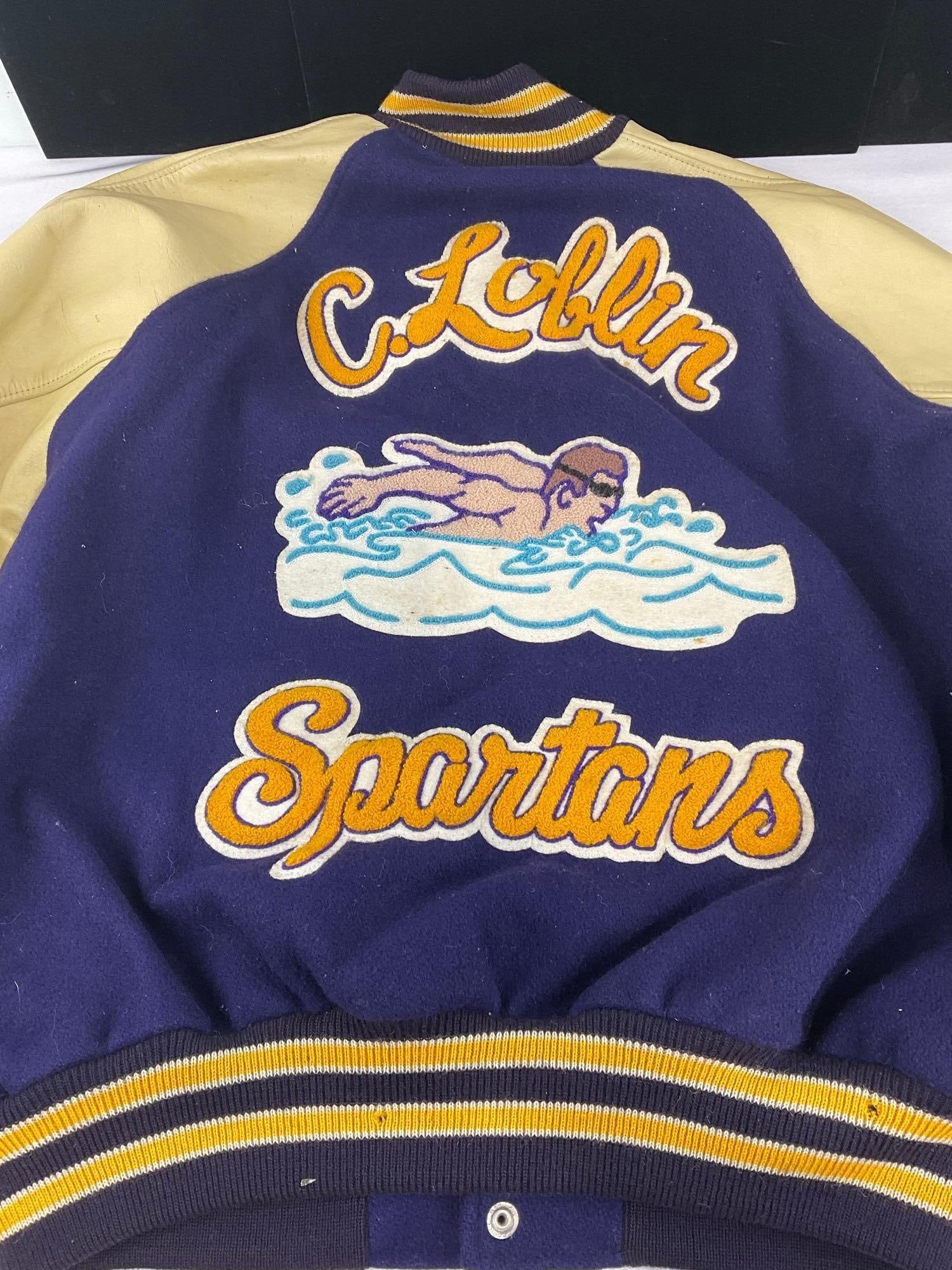 Sumner Spartans Spartan High School Purple & Gold TM Athletic Size 44 Letterman Jacket - 5