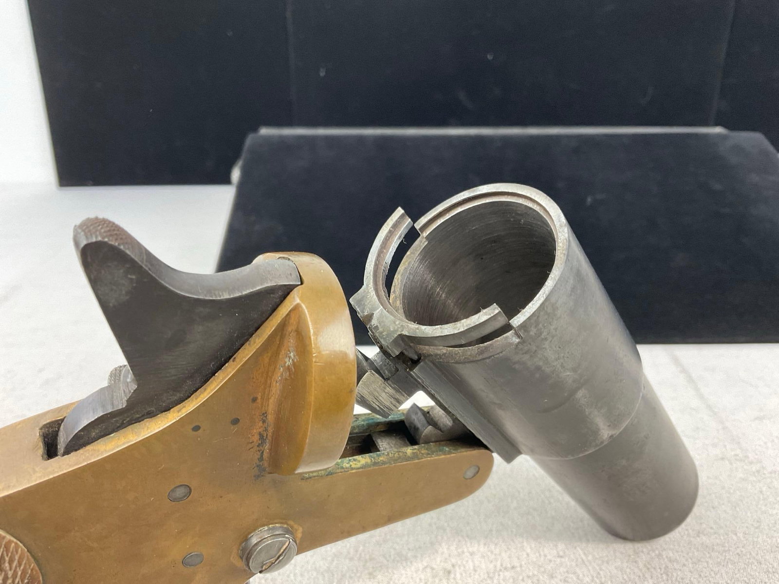 WWI era French Model 1918 Bte. SGOG Flare Gun, Brass & Steel, 1.5 in bore, spur trigger, SN:2354 - 6