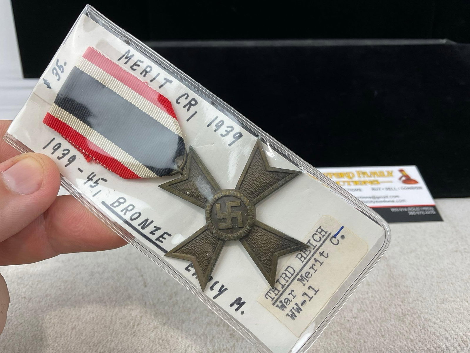 Third Reich War Merit Cross 2nd Class, WW-II era, 1939, Bronze Medal w/red/white/black ribbon - 3