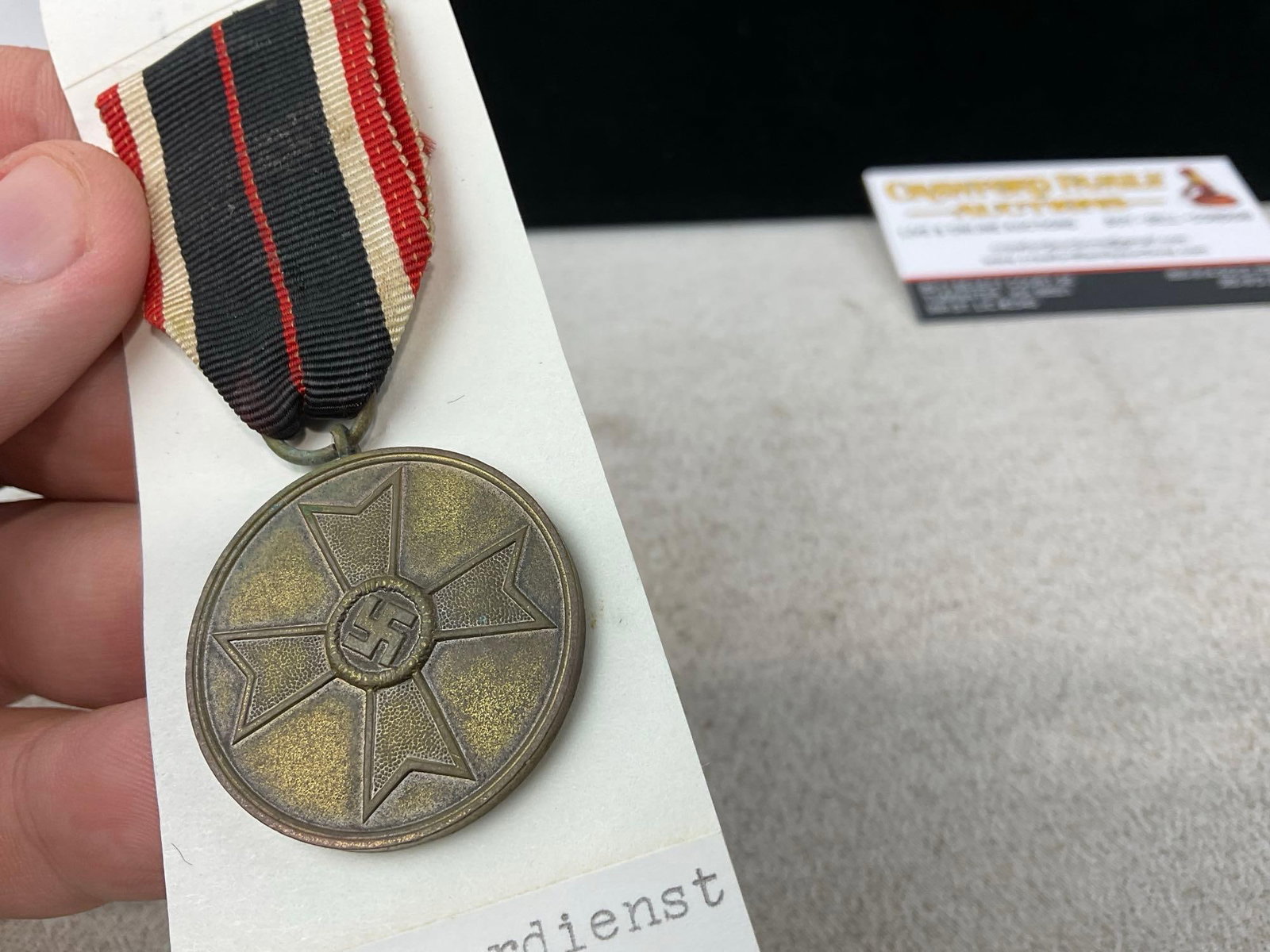 Pair of WWII German Third Reich War Merit Medals, Red/White/Black Ribbons, Kriegsverdienstmedaille - 3