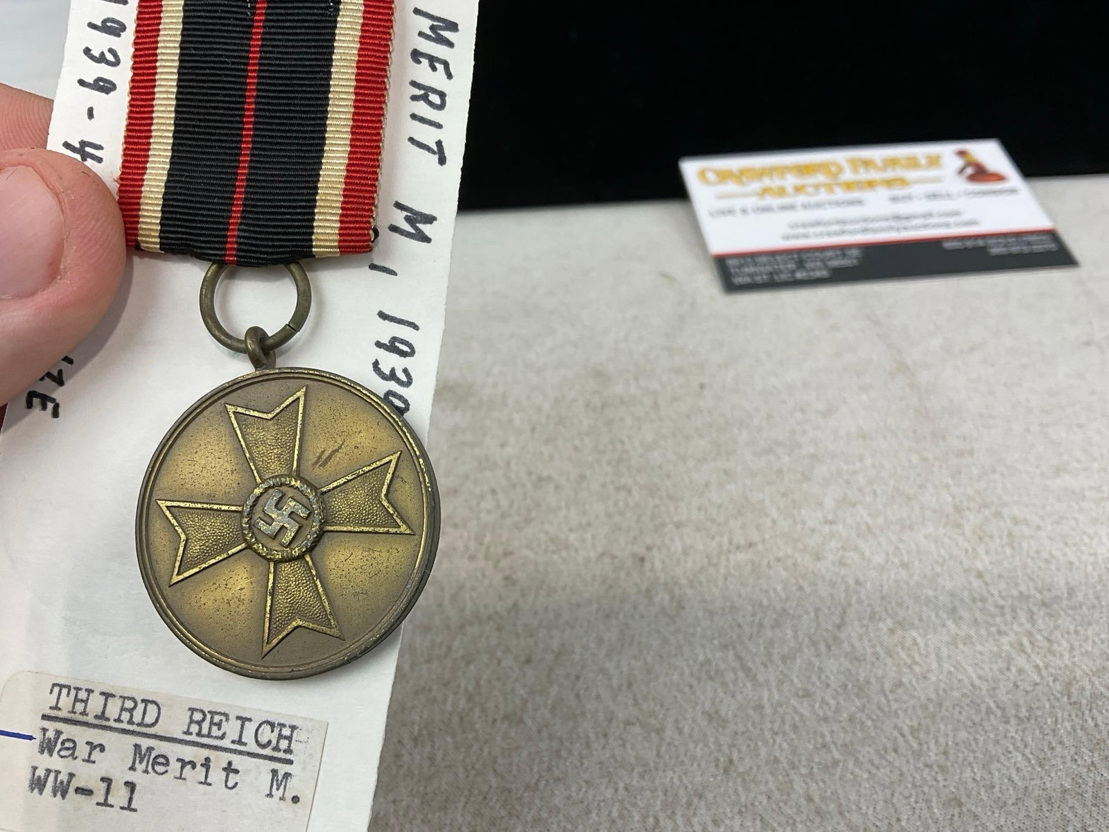 Pair of WWII German Third Reich War Merit Medals, Red/White/Black Ribbons, Kriegsverdienstmedaille - 5