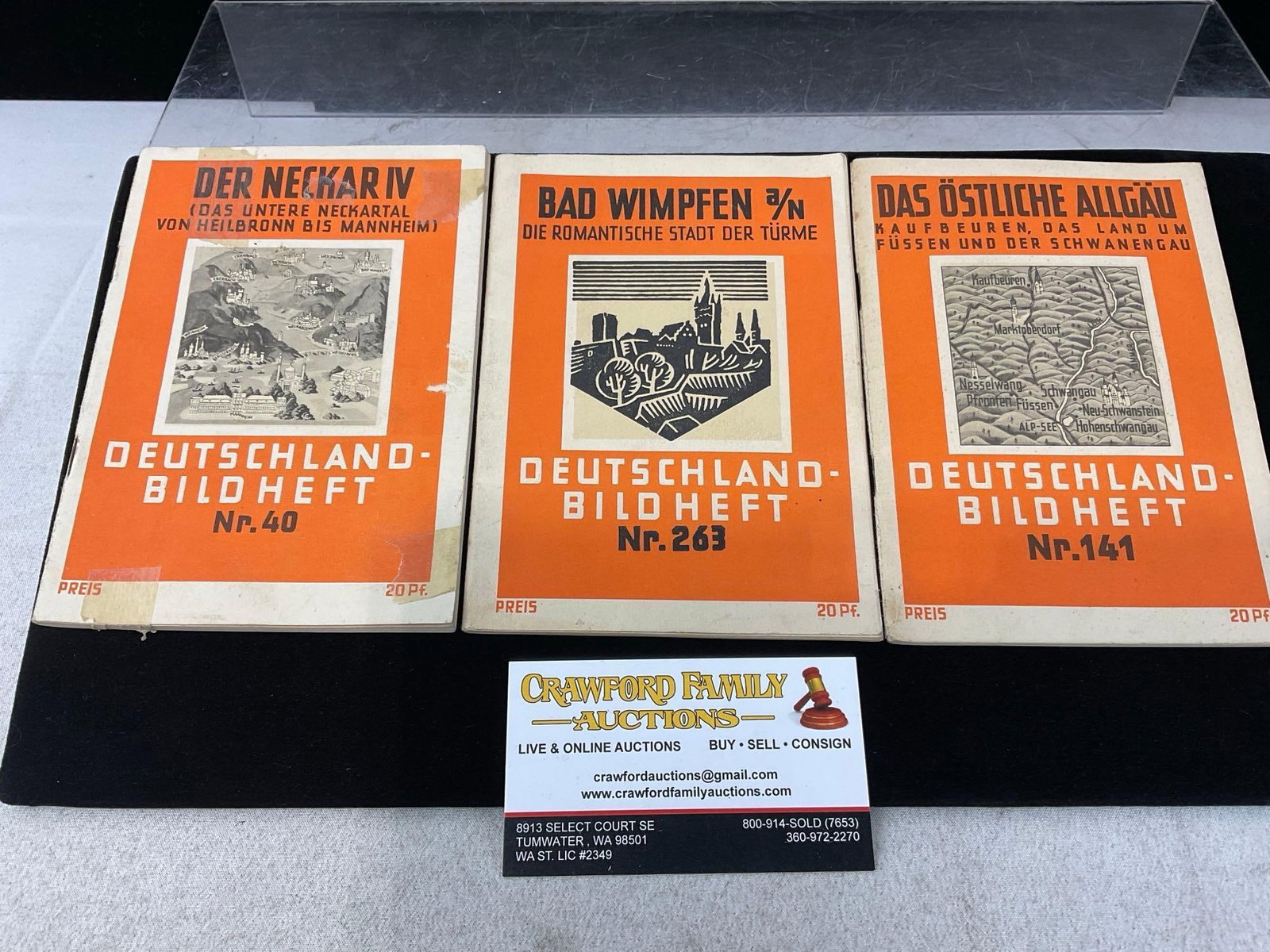 1930s German Travel Booklets, Der Neckar IV 40, Das Ostliche Allgau 141, & Bad Wimpfen 3/n 263: Appears to be in good shape. The piece measures approx 7h x 5w x 2d inches. See pics. E-6160