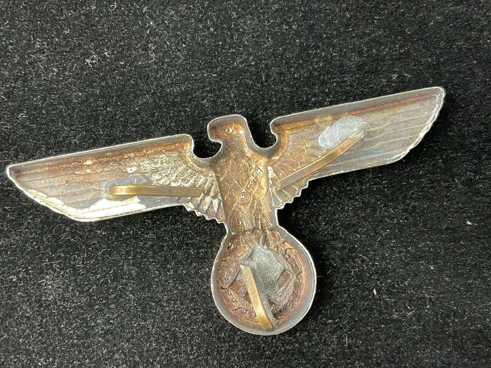 WWII Third Reich German Visor Cap, Eagle NSDAP, stamped aluminum, 2x1x1 inches - 3