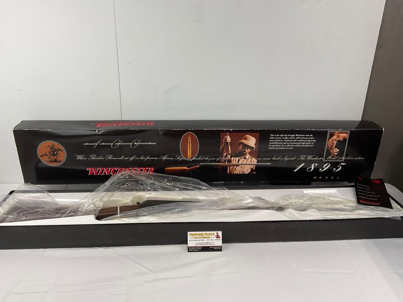 Winchester Teddy Roosevelt Model 1895 GR.1 30-06 Caliber Lever Action Rifle, , NIB, SN:NF3309 FFL: A rifle with the serial number NF3309 means you are looking at a Browning Model 1895 reproduction made in 1984 or 1985 Before Winchester officially began re-issuing the Model 1895 under its own brand 