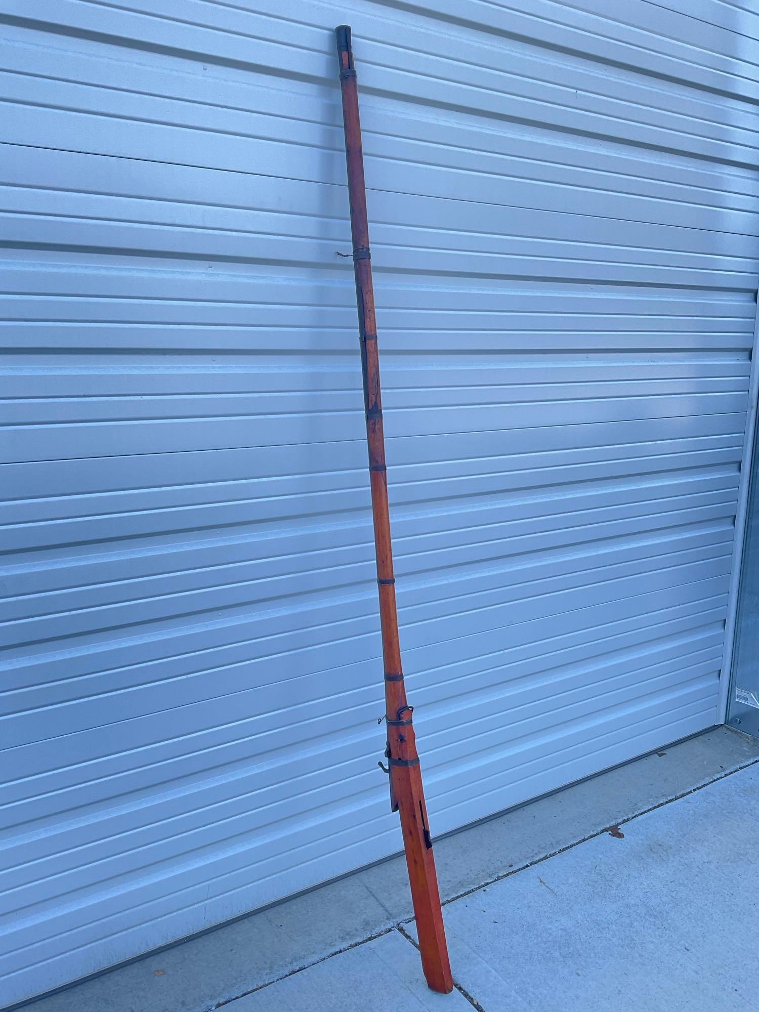 Huge Indian? Matchlock Wall/Rampart Gun, Black Powder, Primitive style stock w/Cast Iron Barrel - 2
