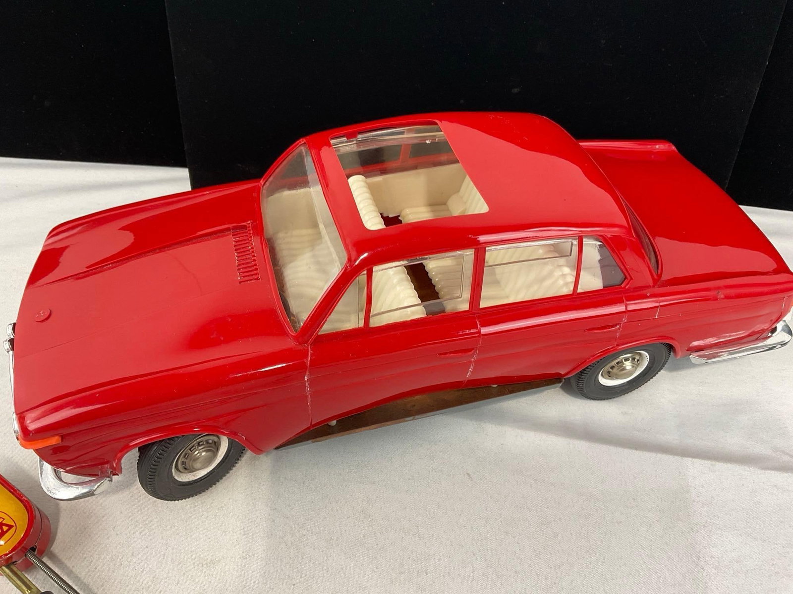 Vintage 1950s Arnold BMW 1500 Toy Car, Red Plastic & Sheet Metal, w/Cable controller, 6x16x7 inches - 3