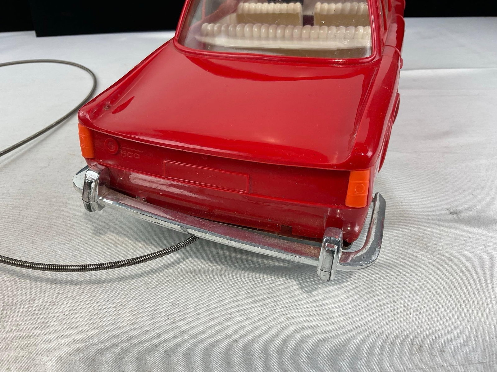 Vintage 1950s Arnold BMW 1500 Toy Car, Red Plastic & Sheet Metal, w/Cable controller, 6x16x7 inches - 7