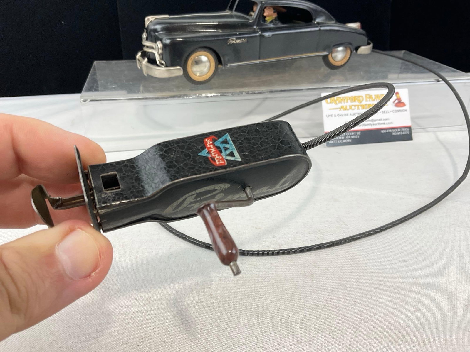 Vintage US Zone Germany Arnold Primat Black Sedan Coupe Car w/Cable Controller - 3