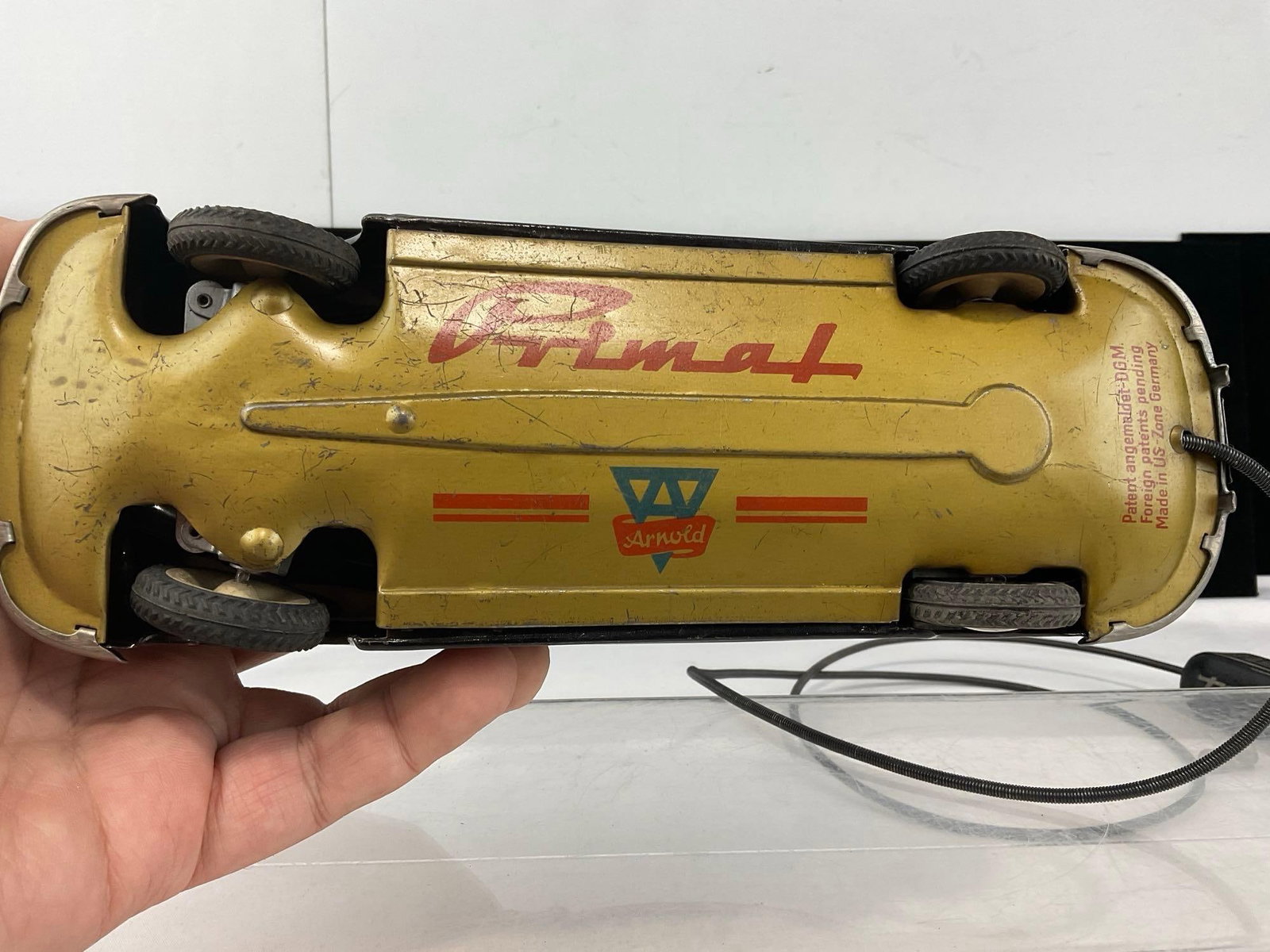 Vintage US Zone Germany Arnold Primat Black Sedan Coupe Car w/Cable Controller - 7