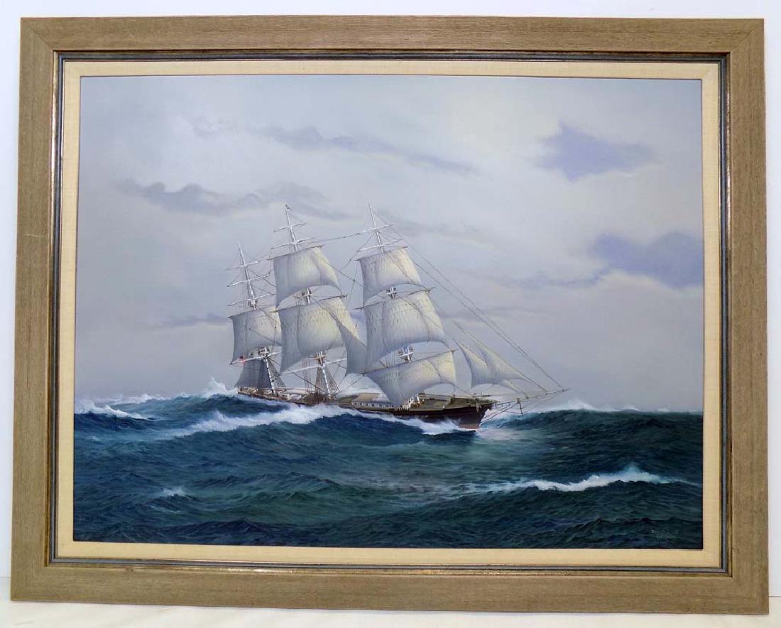 SIGNED EARL COLLINS "FLYING CLOUD" OIL ON CANVAS (1 of 5)