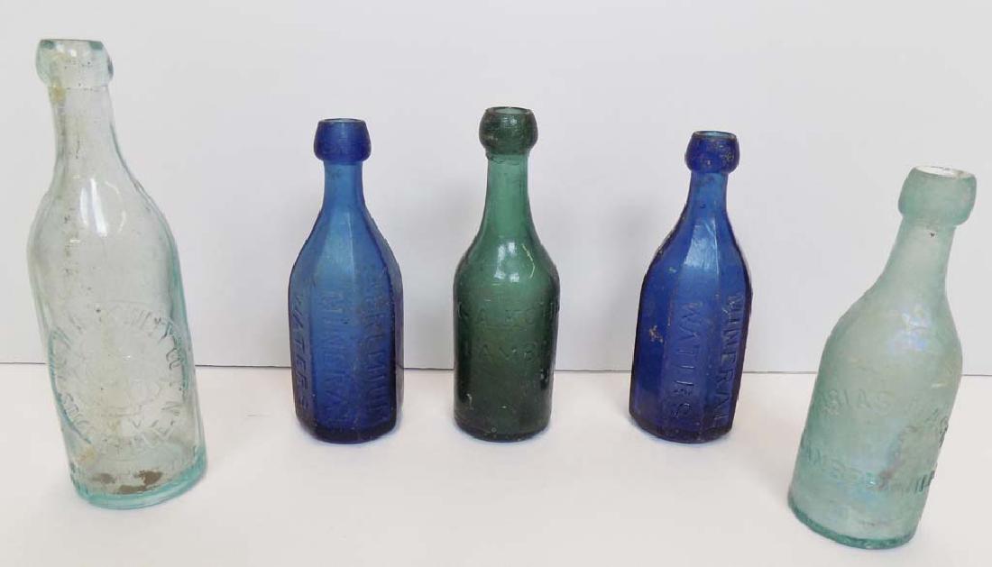 LOT OF 5 EARLY BLOB TOP BOTTLES (1 of 6)