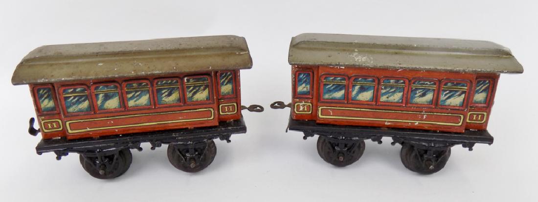 BING TRAIN CARS: PAIR OF BING TRAIN PASSENGER CARS MEASURING 4.5"L.