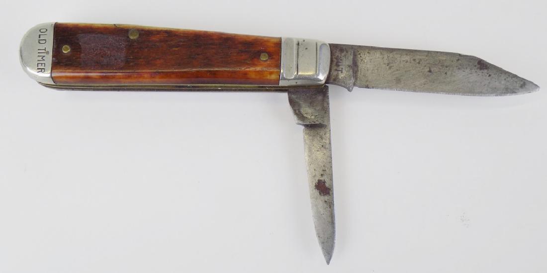 OLD TIMER FOLDING POCKET KNIFE: CLIP, SPEAR, 3-1/2" CLOSED, 6" OPEN.