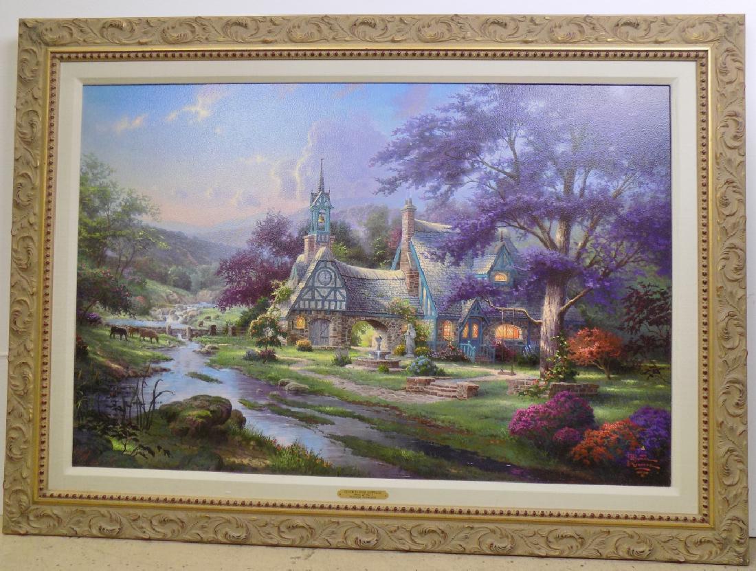 THOMAS KINKADE FRAMED L. E. PRINT CLOCK TOWER COTTAGE
