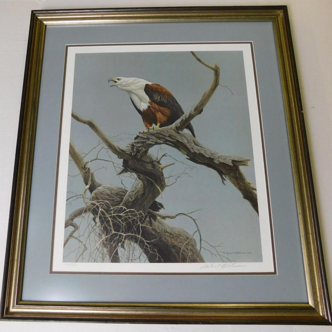 ROBERT BATEMAN SIGNED LIMITED EDITION PRINT.: A ROBERT BATEMAN LIMITED EDITION PRINT. AFRICAN FISH EAGLE NUMBER 179/950. INCLUDES INFORMATION ABOUT THE PAINTING FROM THE ARTIST. MEASURES 26" X 29.5"