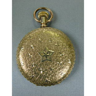 ELGIN MODEL 6 POCKET WATCH: AN ELGIN MODEL 6 7 JEWEL POCKET WATCH WITH KEYSTONE WATCH CASE.