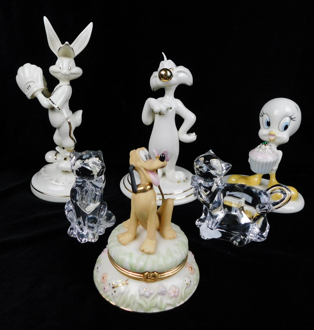LENOX DISNEY AND WARNER BROS FIGURES: A LOT OF LENOX FIGURES FROM DISNEY'S PLUTO AND WARNER BROTHERS BUGS BUNNY, TWEETY, SYLVESTER, AND MORE.