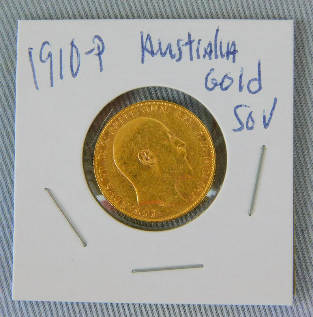 1910-P AUSTRALIAN GOLD SOVEREIGN: 1910-P AUSTRALIAN GOLD SOVEREIGN