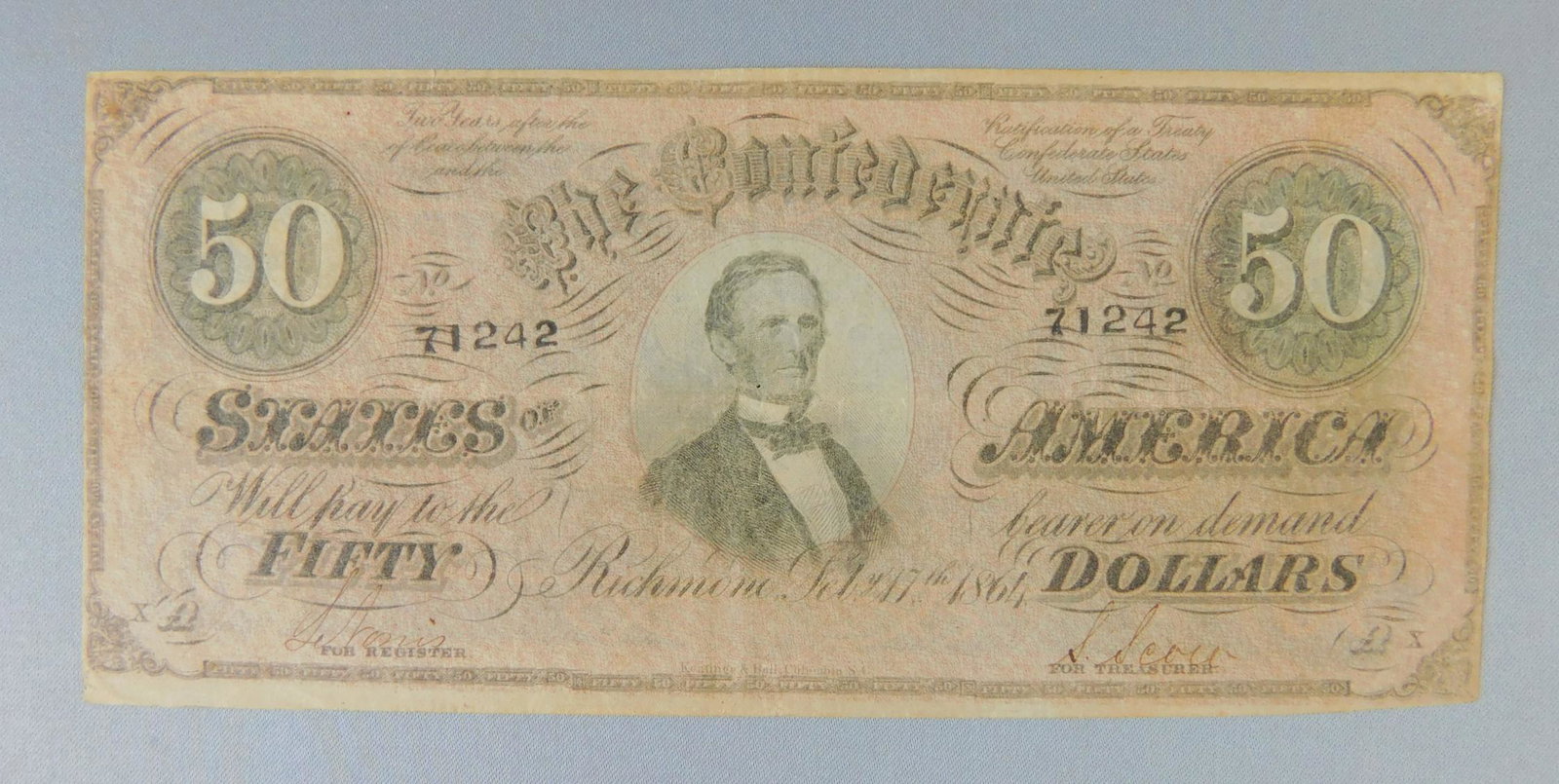 1864 $50, CONFEDERATE: 1864 $50, CONFEDERATE STATES NOTE