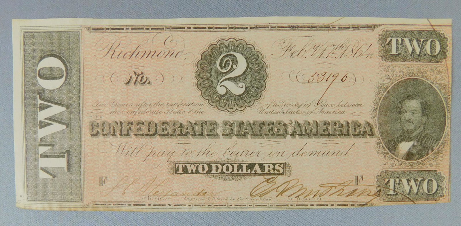 1864 $2, CONFEDERATE: 1864 $2, THE CONFEDERATE STATES OF AMERICA