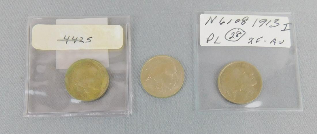 BUFFFALO NICKELS: 1913-D BUFFALO NICKEL & (2) 1913 BUFFALO NICKELS, MOUND TYPE