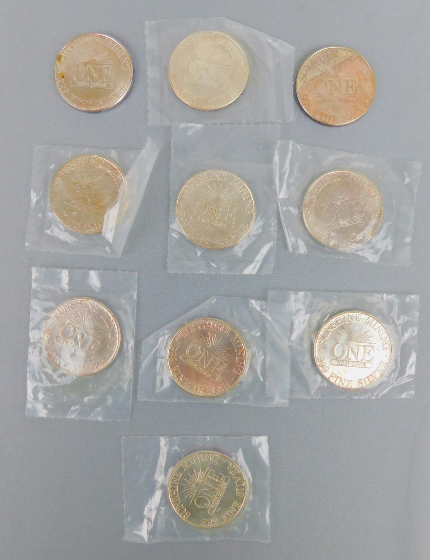 10 SILVER ROUNDS: 10 SILVER ROUNDS, 1 OUNCE EACH