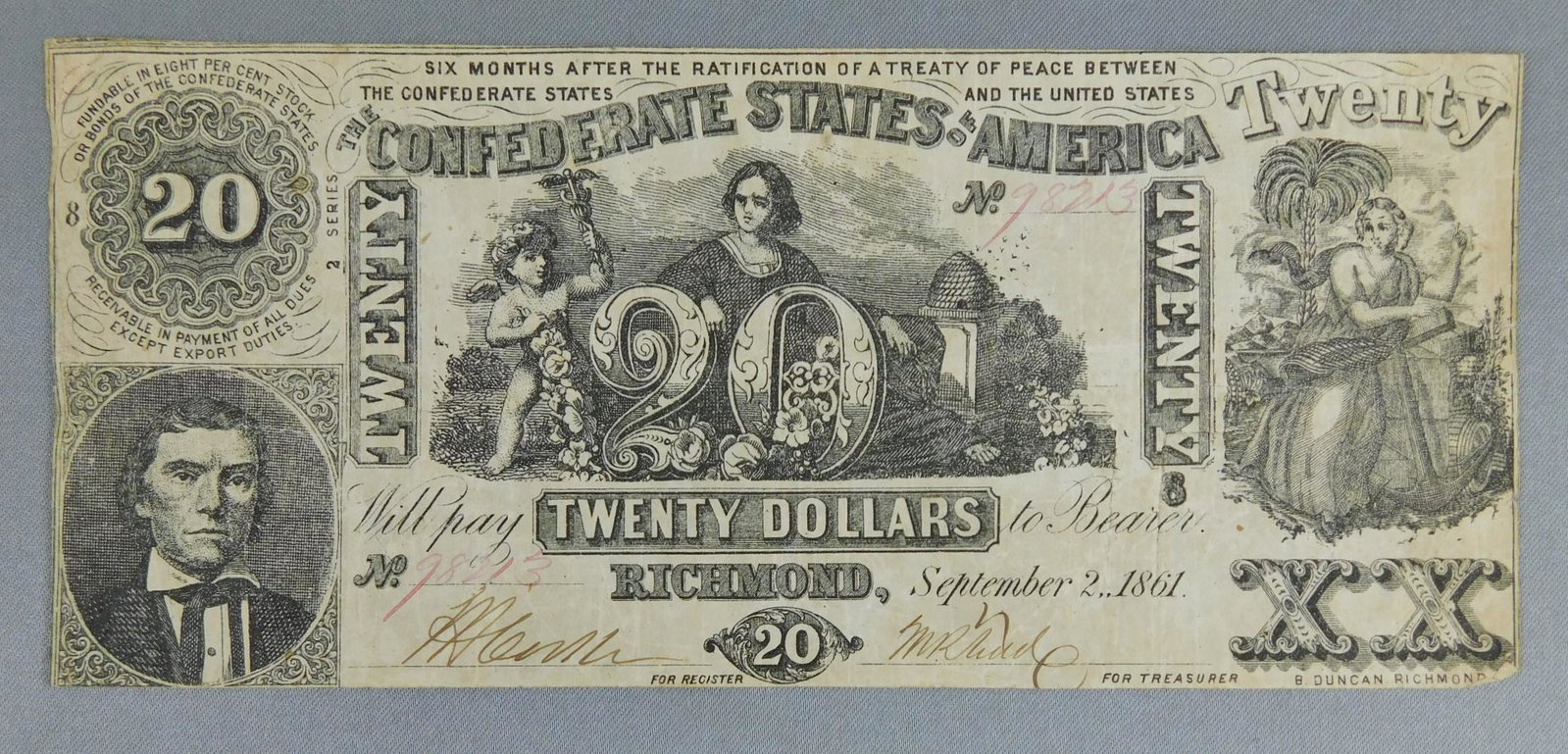 CONFEDERATE NOTE: 1861 $20, THE CONFEDERATE STATES OF AMERICA, RICHMOND