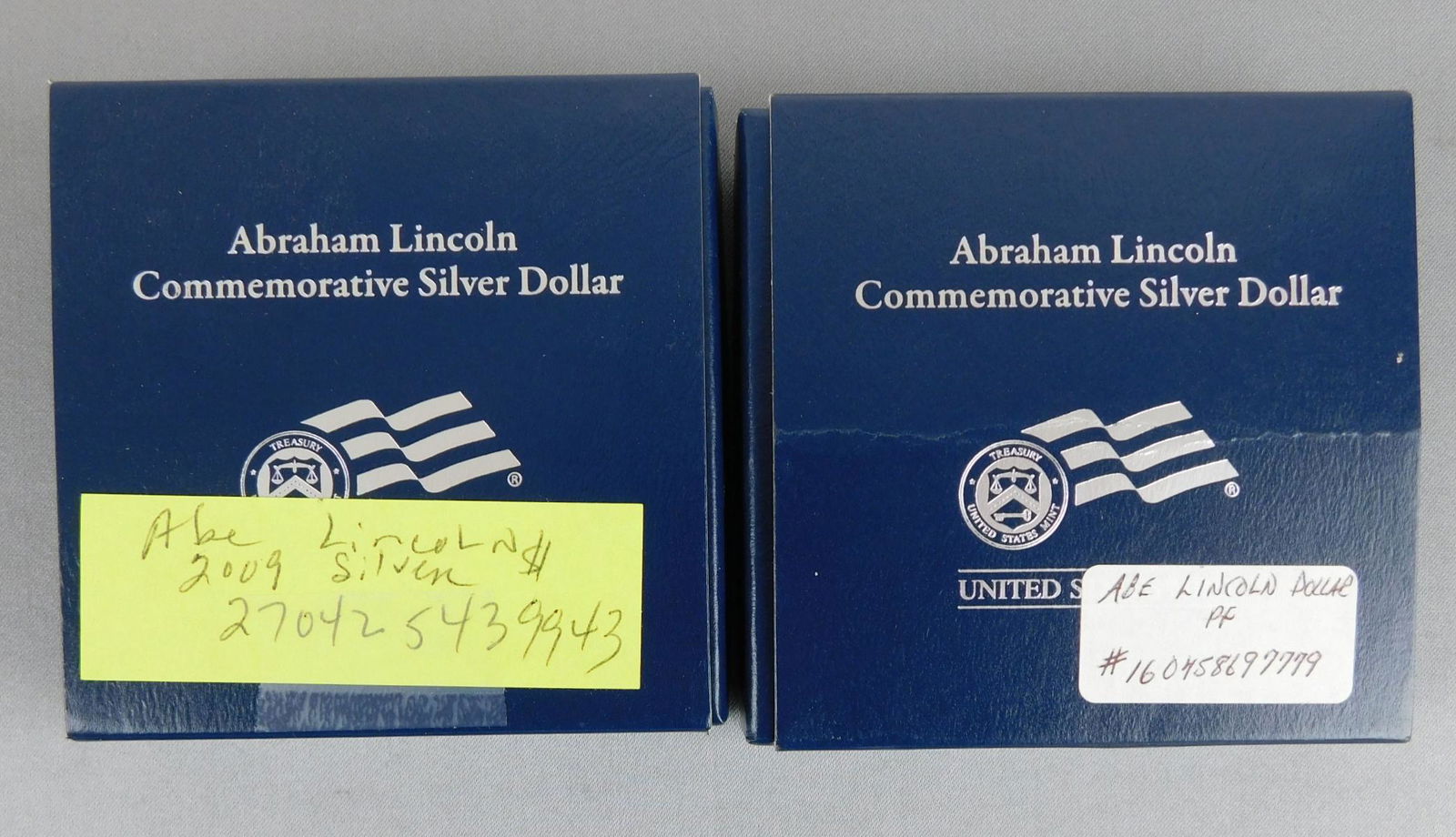 2009 SILVER DOLLARS PROOF COINS: 2 COUNT OF 2009 ABRAHAM LINCOLN COMMEMORATIVE SILVER DOLLAR MINT PROOF COINS
