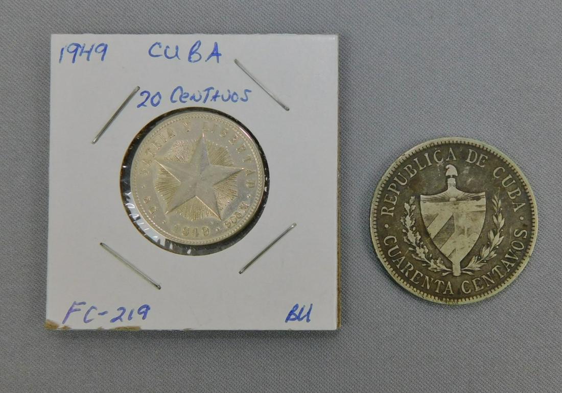 CENTAVOS: 1915 CUBA 40 CENTAVOS & 1949 CUBA 20 CENTAVOS, BRILLIANT UNCIRCULATED