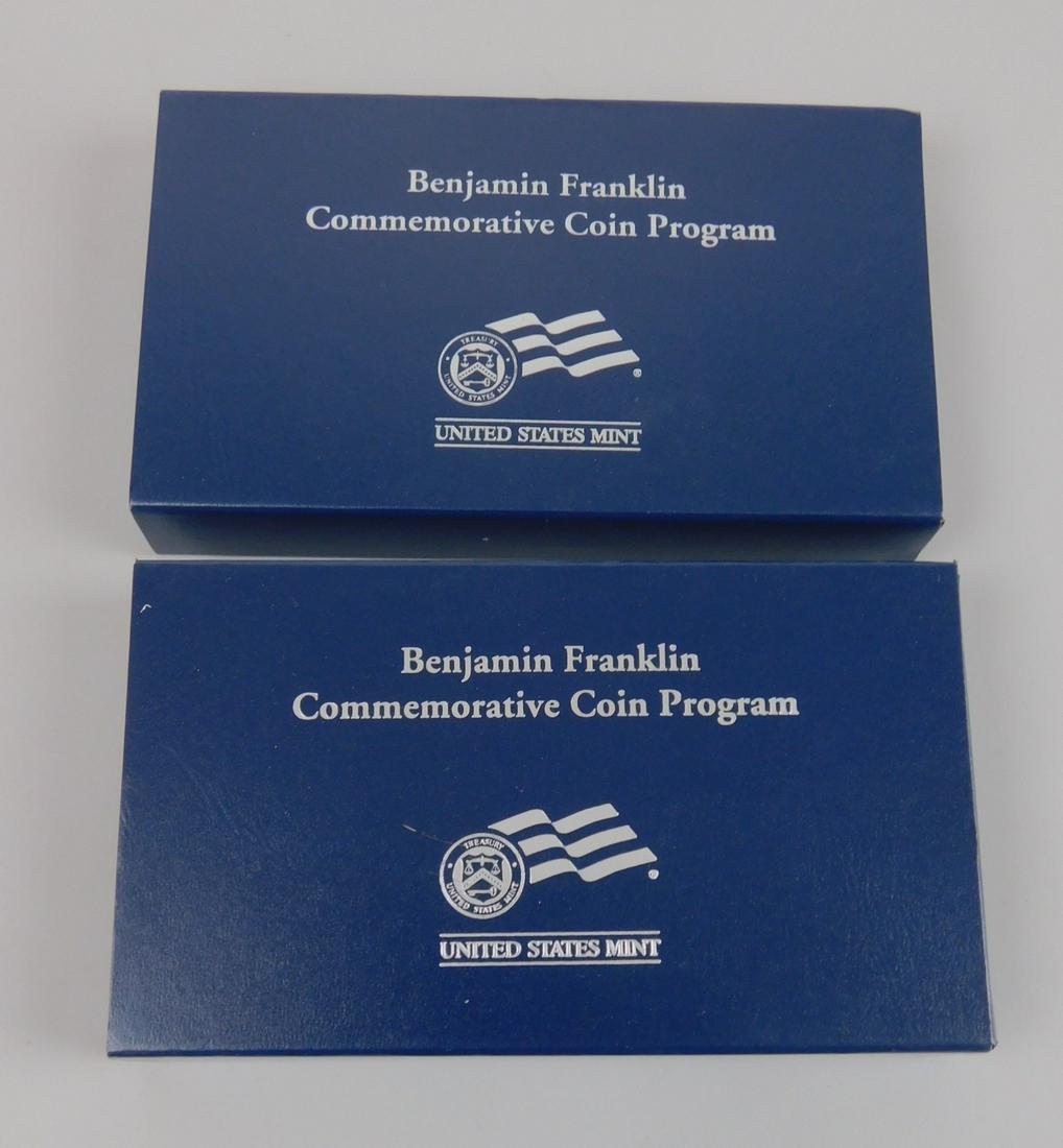 BENJAMIN FRANKLIN COIN PROGRAM SILVER DOLLAR: 2 COUNT OF BENJAMIN FRANKLIN COMMEMORATIVE COIN PROGRAM SILVER DOLLARS( FOUNDING FATHER & SCIENTIST
