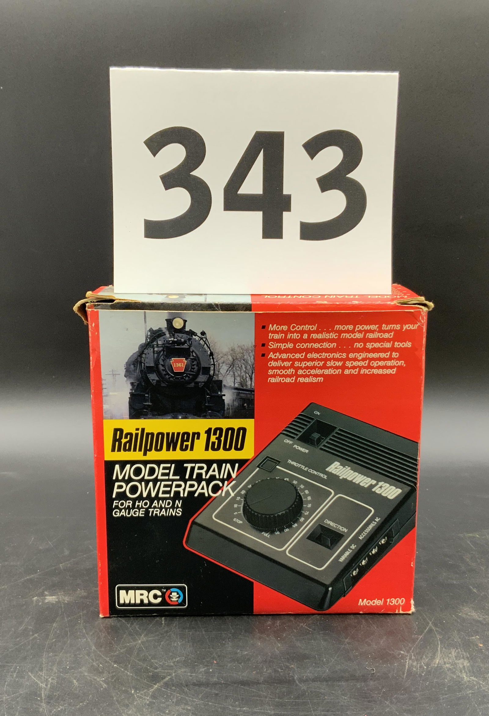 MRC RAIL POWER 1300 MODEL TRAIN POWERPACK WITH BOX. (0343) on May 14, 2022 Teel Auctions in PA