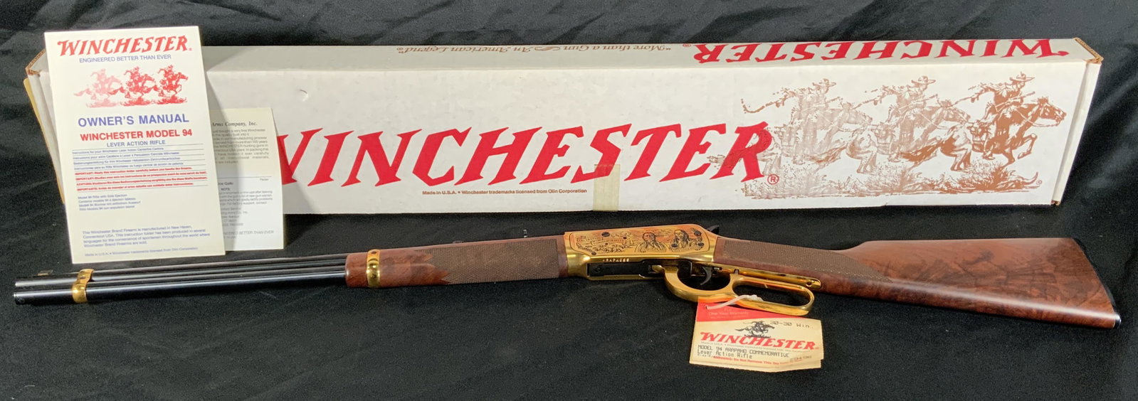 WINCHESTER MODEL 94 ARAPAHO COMMEMORATIVE 3030 WITH PAPERS: WINCHESTER MODEL 94 ARAPAHO COMMEMORATIVE LEVER ACTION 3030 RIFLE WITH PAPERS. THIS FIREARM NEEDS TO BE REGISTERED.