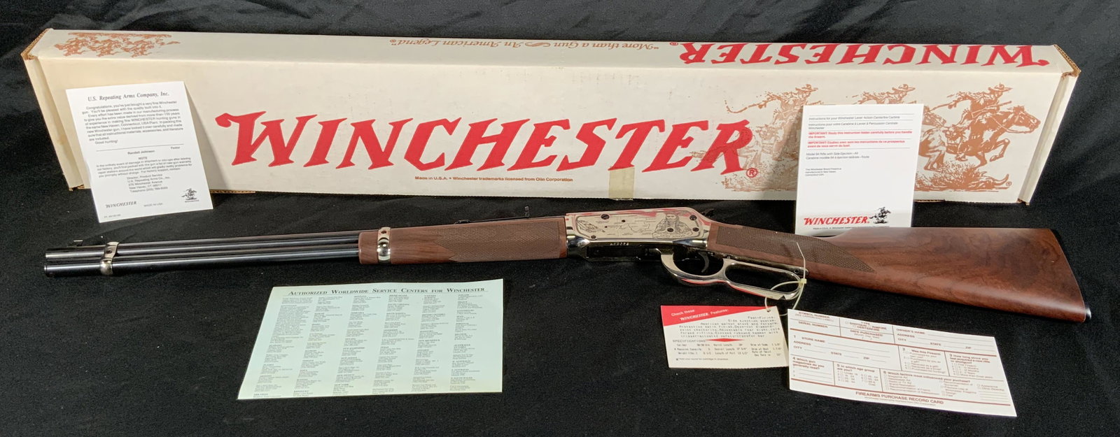 WINCHESTER MODEL 94AE NEZ PERCE CHIEF JOSEPH COMMEMORATIVE LEVER ACTION 3030 WIN: WINCHESTER MODEL 94AE NEZ PERCE CHIEF JOSEPH COMMEMORATIVE LEVER ACTION 3030 WIN. ORIGINAL BOX AND PAPERS. SERIAL NUMBER NEZ025. THIS FIREARM NEEDS TO BE REGISTERED.