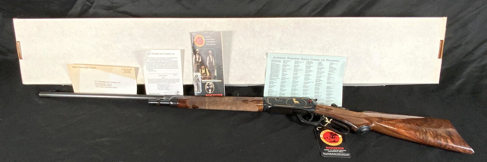 WINCHESTER MODEL 94 LIMITED EDITION CENTENNIAL LEVER ACTION 30WCF COMMEMORATIVE RIFLE: WINCHESTER MODEL 94 LIMITED EDITION CENTENNIAL LEVER ACTION 30WCF COMMEMORATIVE RIFLE. SERIAL NUMBER CNL2572. THIS FIREARM NEEDS TO BE REGISTERED