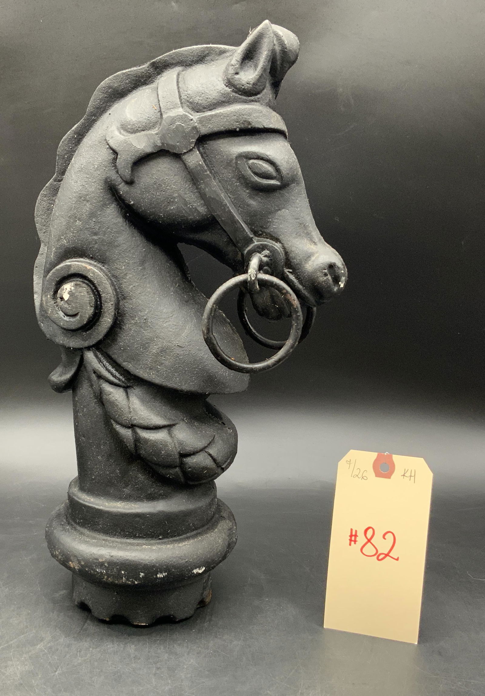 CAST IRON HORSE HEAD HITCHING POST TOPPER. (1 of 2)