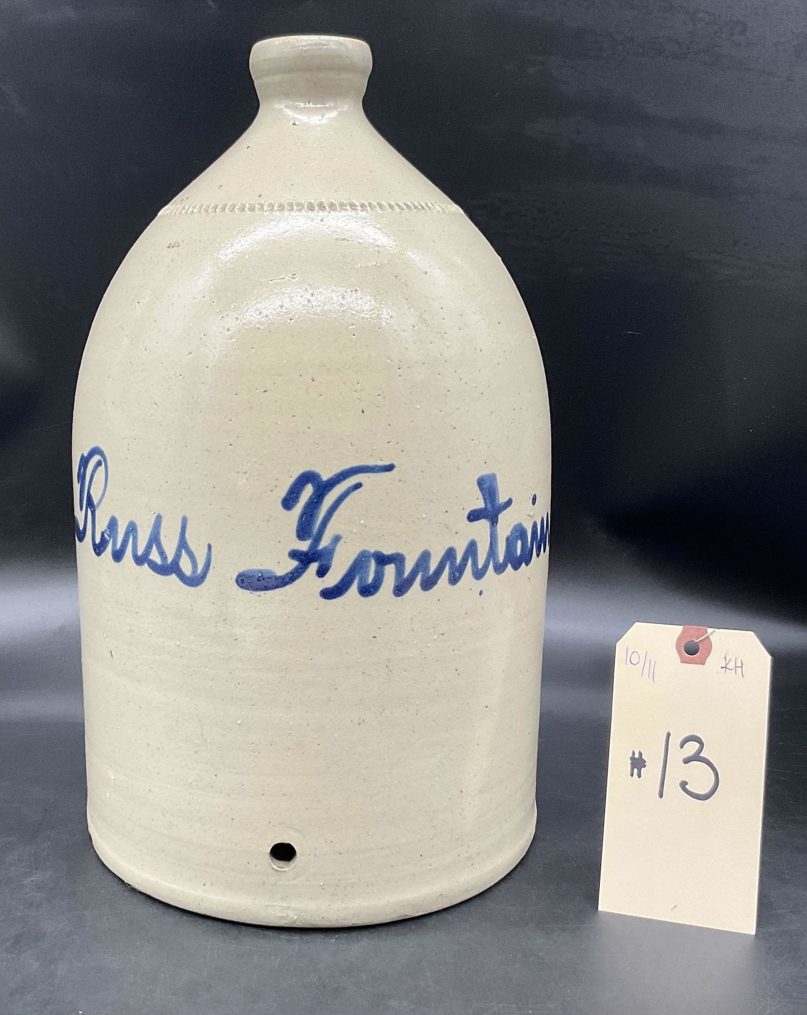 RUSS FOUNTAIN DECORATED STONEWARE CHICKEN WATERER. (1 of 4)