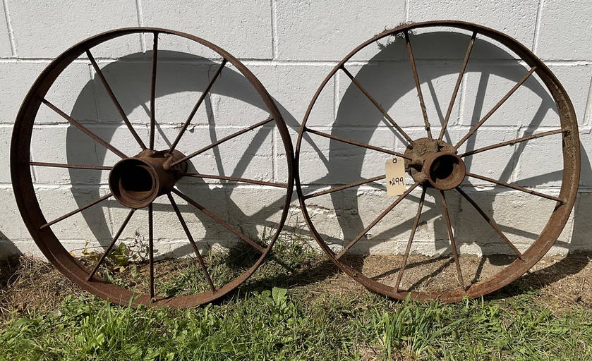 PAIR OF 34" DIAMETER IRON WAGON WHEELS. Oct 11, 2022 Teel Auctions